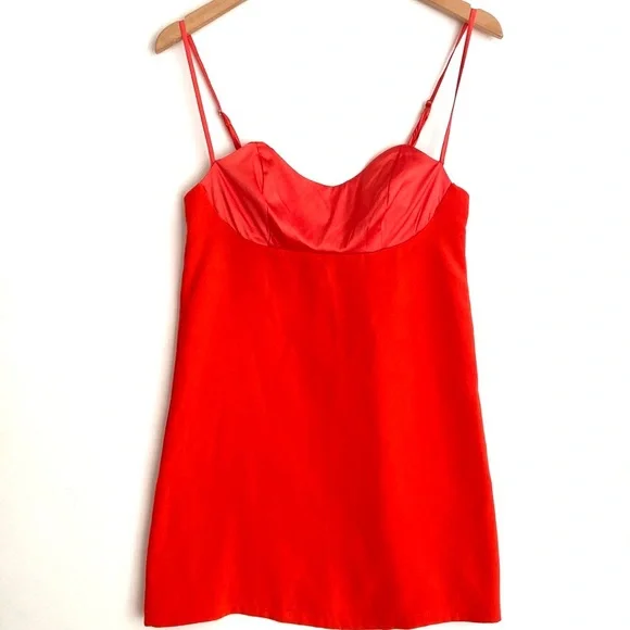 (A56) NEW Free People Coral Minidress with satin sweetheart trimmed, Sz XS, NWOT - Picture 4 of 16